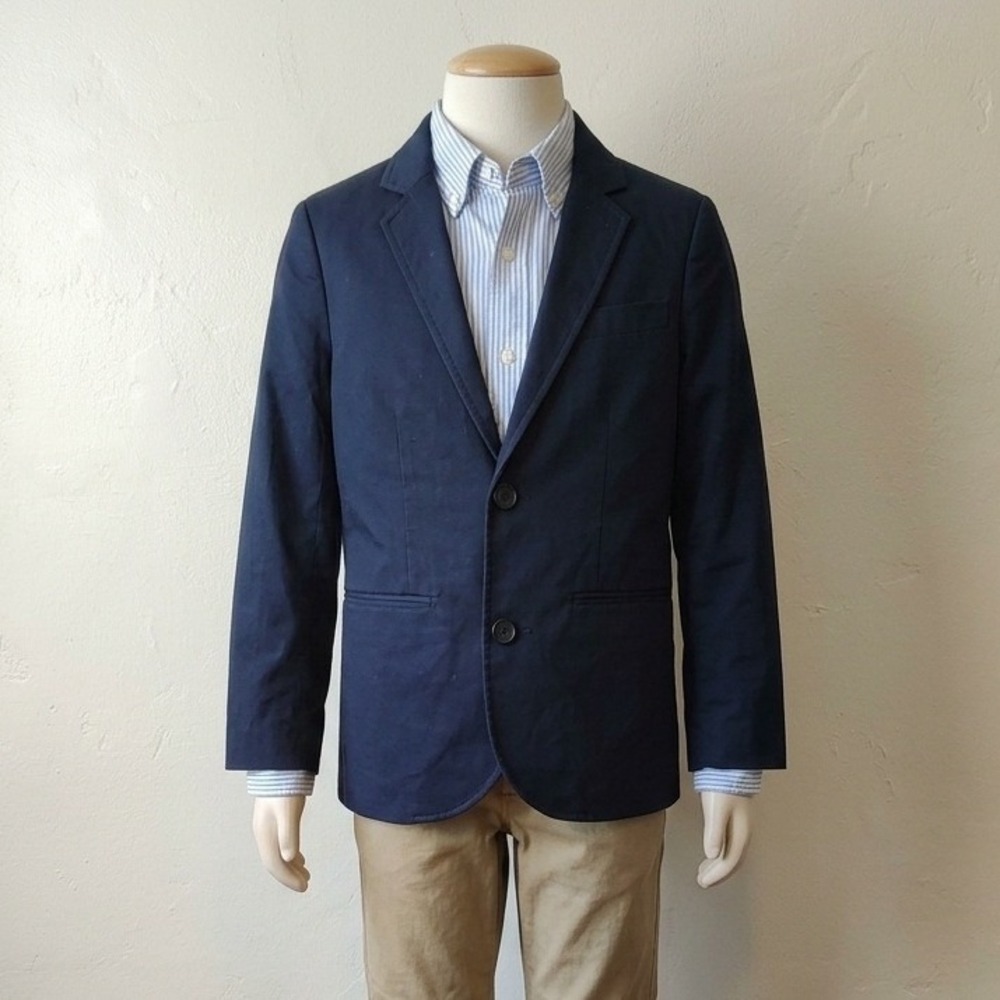 Crewcuts Thompson Blazer 10 Navy Blue Two-Button Cotton Stretch Preppy Formal